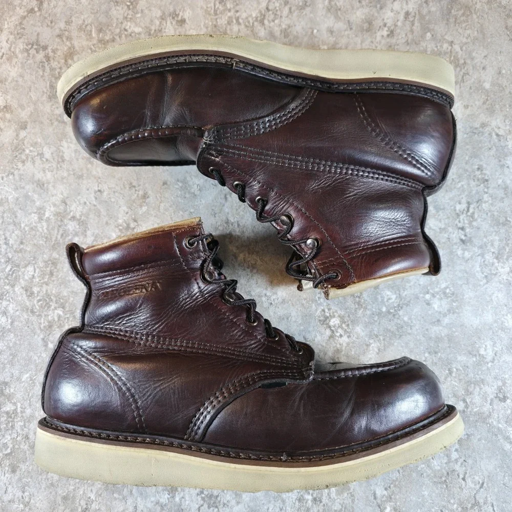 Vintage Carolina Boots Union Made USA Dark Cherry Leather #CA7003 Size: 10.5 2E